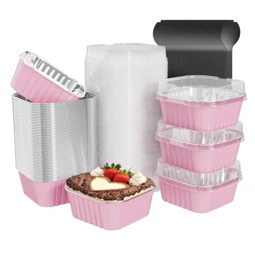 High-Grade 50 Pack Mini Cake Pans with Lids 50 Count Fast