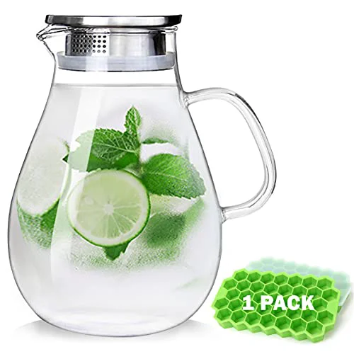 Natural 88OZ Glass pitcher with lid and Spout Breathable