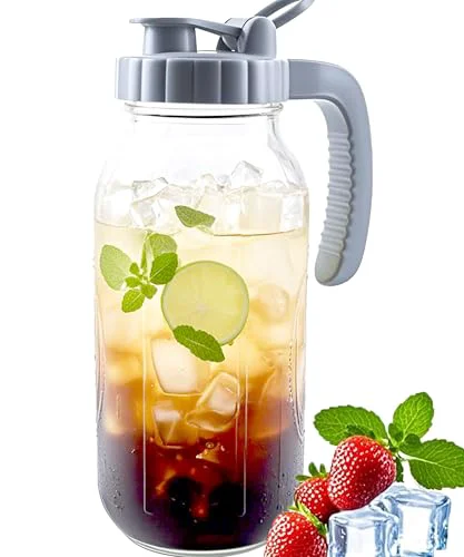 Authentic 64 Oz Glass Mason Jar Water Pitcher With Lid Wide Mouth Sun Tea Pitchers Proven