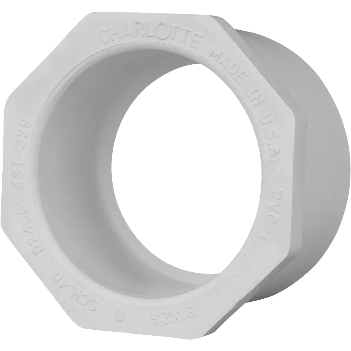Official Charlotte Pipe 3 In. SPG x 2-1 2 In. Slip Schedule 40 PVC Bushing Enhanced