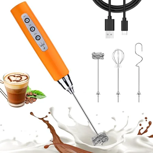Breathable Orange Milk Frother Wand for Coffee Certified