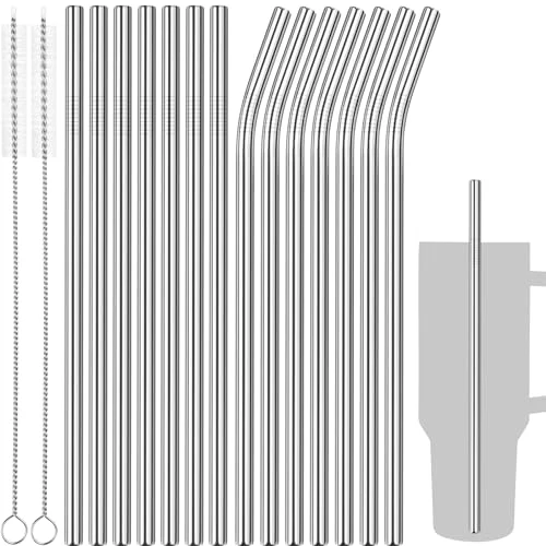 Luxury 14PCS Stainless Steel Straws Fit for 40oz Stanley Tumbler 14 Count Detailed
