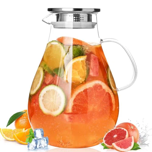 Dependable 2500ml Glass Pitcher with Lid High-End