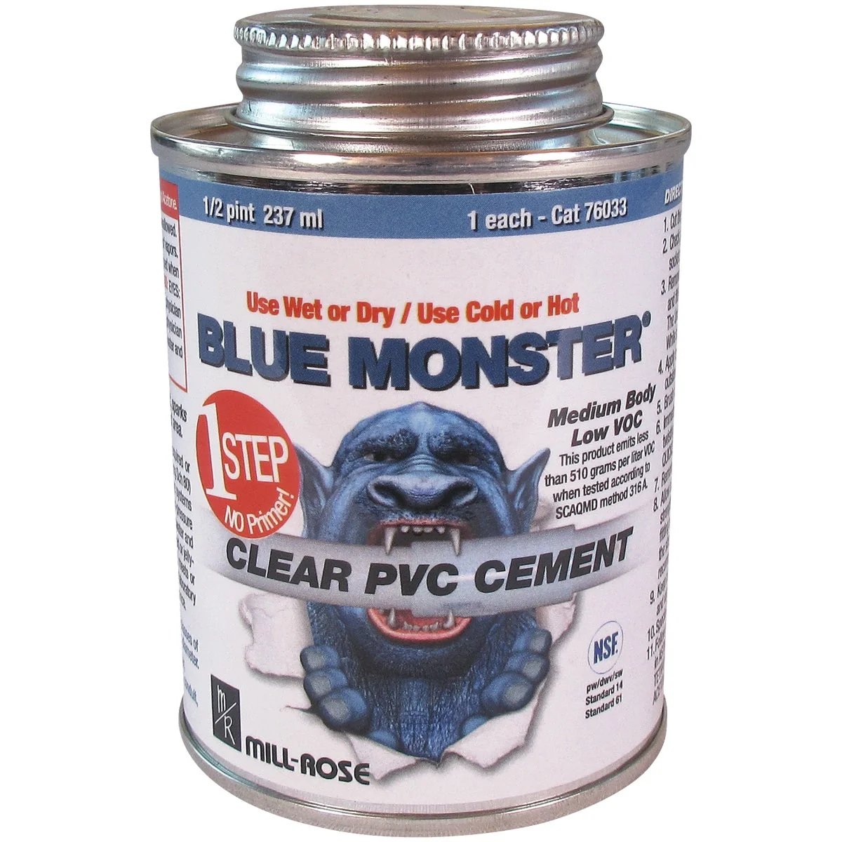 Smart BLUE MONSTER 4 Oz. Weatherproof 1-Step Clear PVC Cement Genuine