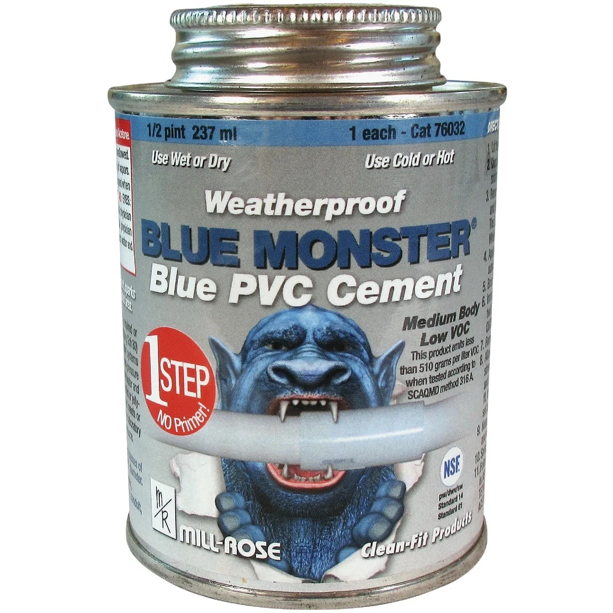 Specialty BLUE MONSTER 4 Oz. Weatherproof 1-Step Blue PVC Cement Durable