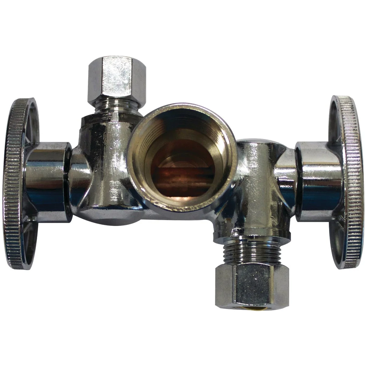 Quality Keeney 1 2 FIP x 3 8 OD x 1 4 OD Quarter Turn Dual Shut-Off Dual Outlet Valve Top-Quality
