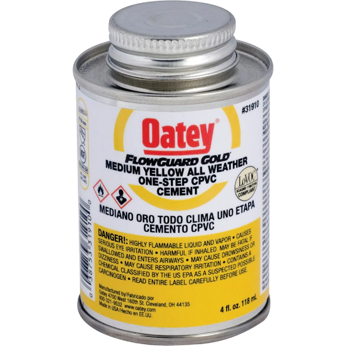 Soft Oatey FlowGuard Gold 4 Oz. Medium Bodied Yellow All Weather One-Step CPVC Cement Authentic
