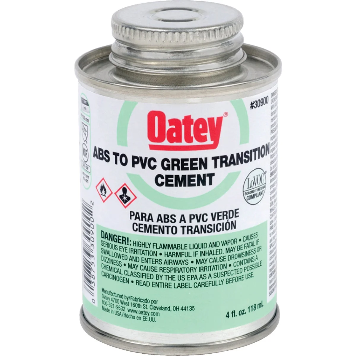Expertly Made Oatey 4 Oz. Medium Bodied ABS to PVC Green Transition PVC Cement Contemporary