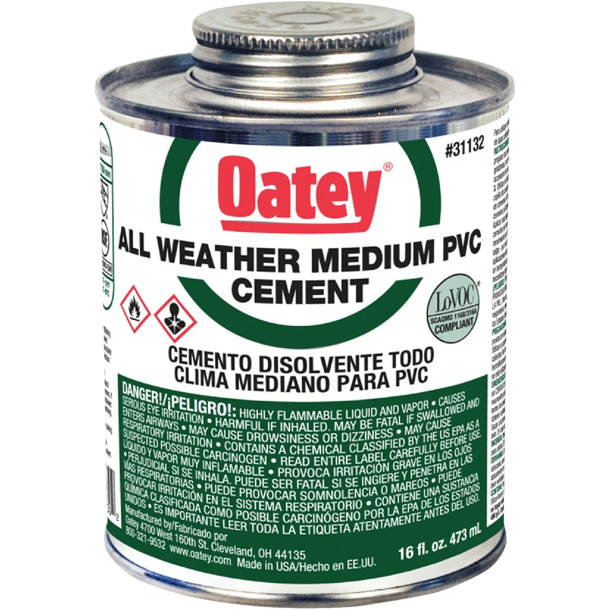 Innovative Oatey All Weather 16 Oz. Medium Bodied Clear PVC Cement Relaxed