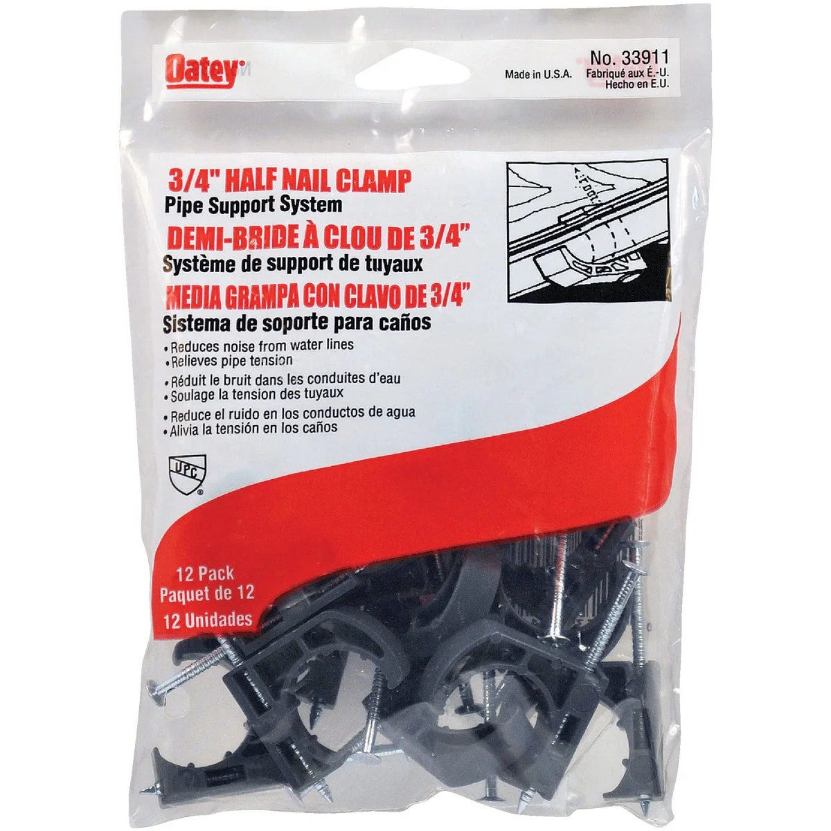 Modern Oatey Insulator 3 4 In. Plastic Nail-On Pipe Half Clamp 12-Pack Smart