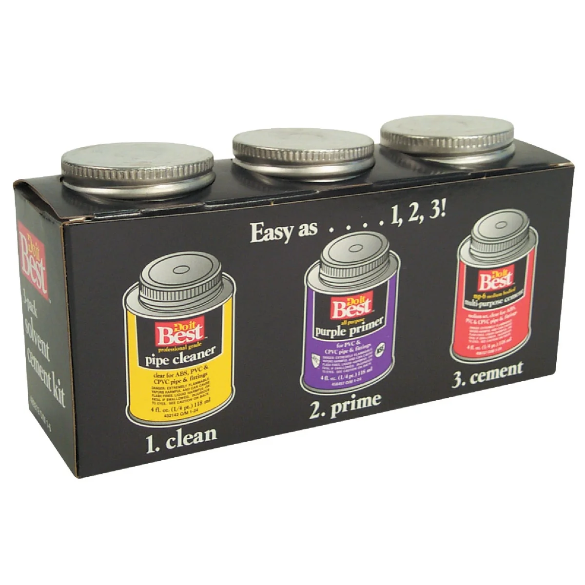 Long-Lasting Do it Cleaner Primer PVC Cement Kit 3 4 Oz. Cans Practical