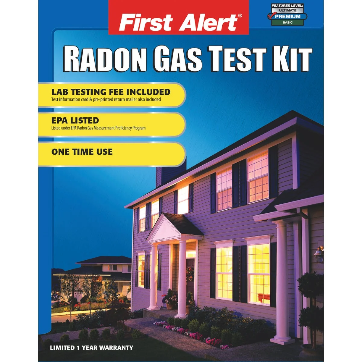 Recyclable First Alert Outside Lab Radon Test Kit Solid