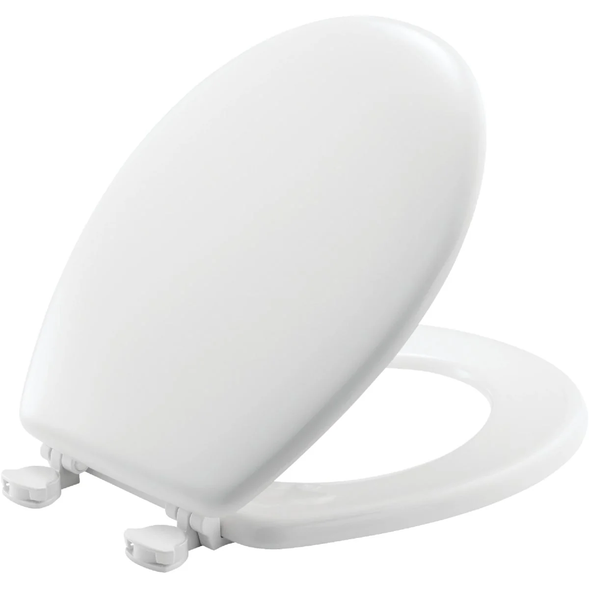 Elite Mayfair Round Closed Front White Wood Toilet Seat with Easy Clean Change Hinges Minimalist