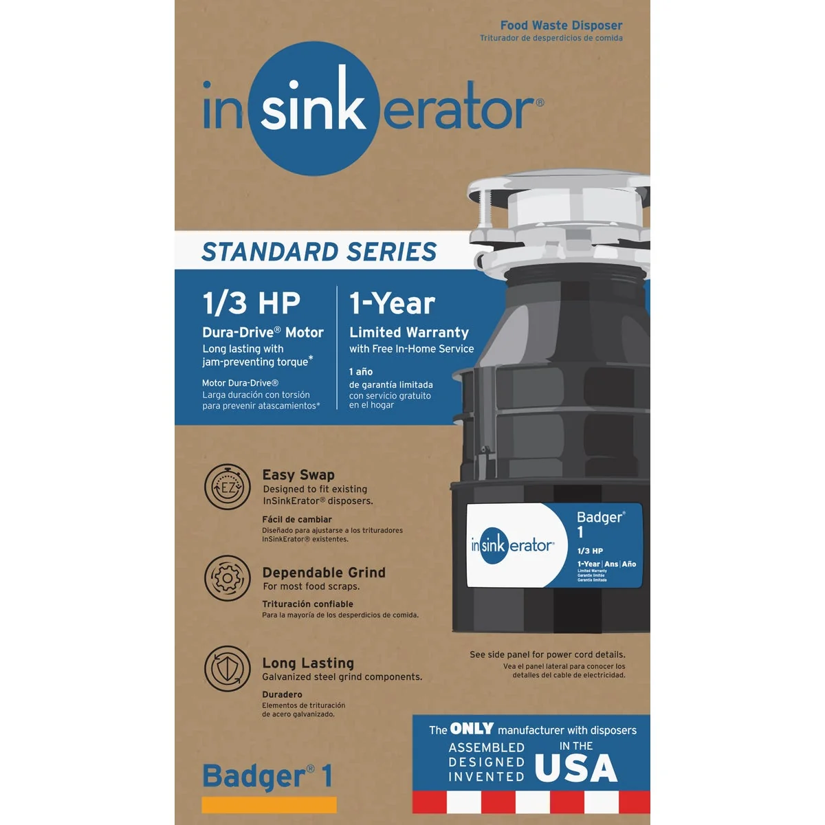 Detailed Insinkerator Badger 1 3 HP Garbage Disposer 1 Year Warranty Eco-Friendly