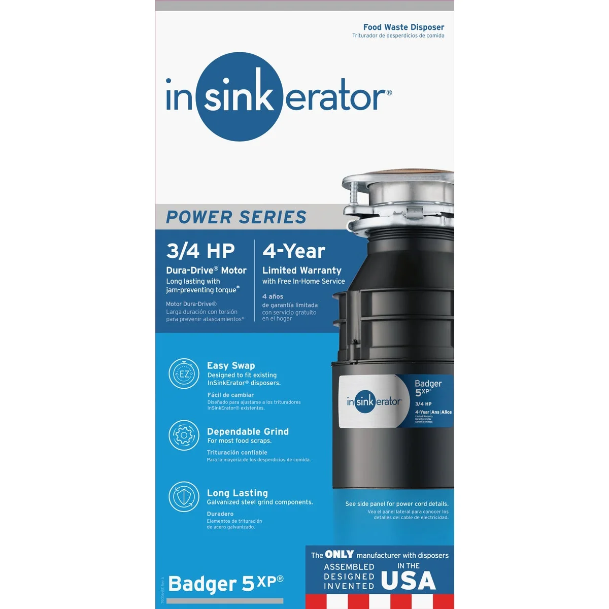 Reliable Insinkerator Badger 5XP 3 4 HP Dura-Drive Garbage Disposer 4 Year Warranty Sophisticated