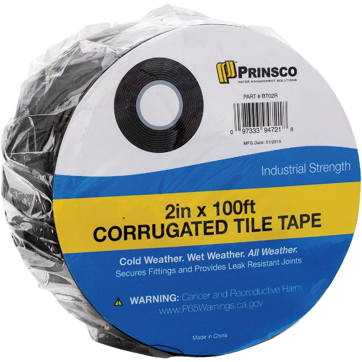 Sustainable Prinsco 2 In. x 100 Ft. Black Corrugated Tile Tape Prestigious