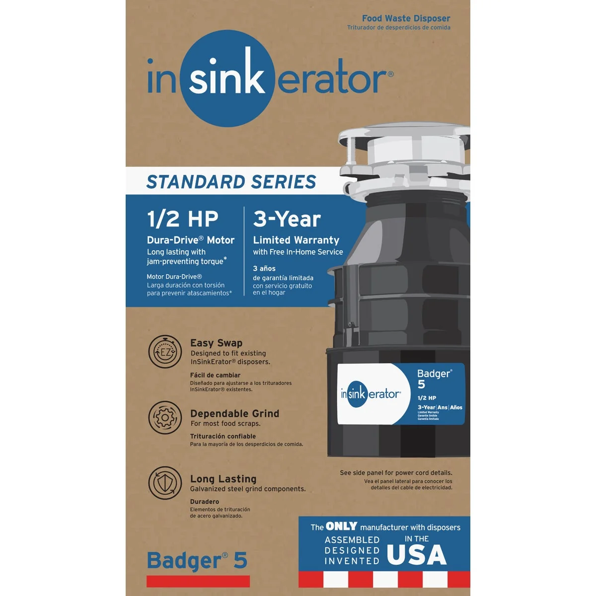Powerful Insinkerator Badger 1 2 HP Garbage Disposer 3 Year Warranty Enhanced