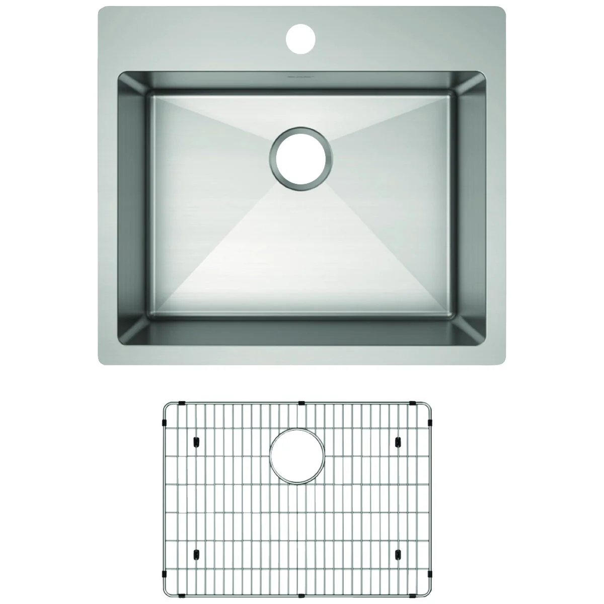 Secure Elkay Crosstown Single Bowl 25 In. x 22 In. x 9 In. Deep Stainless Steel Kitchen Sink Kit Dual-Mount Green