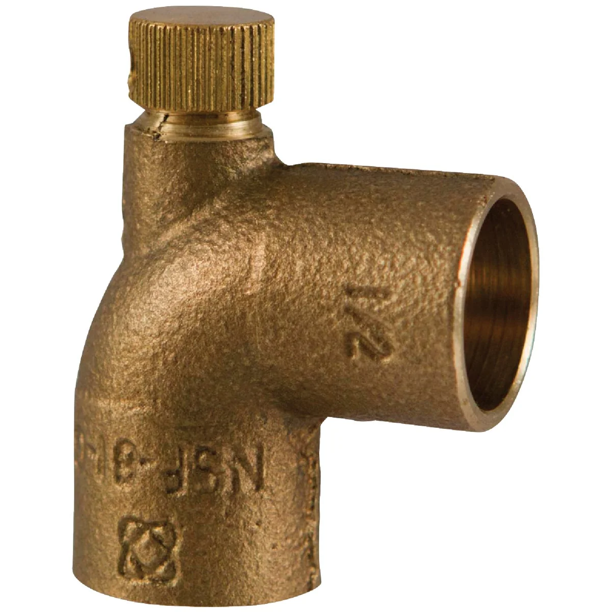 World-Class NIBCO 1 2 In. CxC 90 Deg. Copper Drain Elbow w Cap 1 4 Bend Green