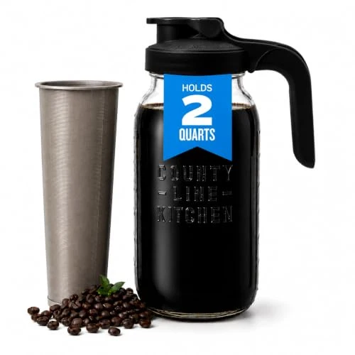 Smooth 64oz Cold Brew Coffee Maker with Leak Proof Lid Flexible