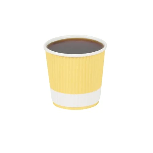 High-Grade Ripple Wall Coffee Cups 500 Count 4 Ounce Insulated Light Yellow Paper Cups Elite