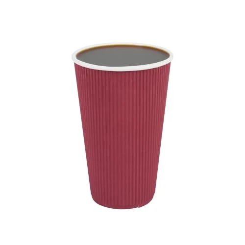 Superior Ripple Wall Coffee Cups 500 Count 16 Ounce Insulated Crimson Paper Cups Durable