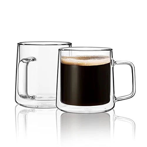 Specialty 10oz Glass Coffee Mugs 2 Count Authentic