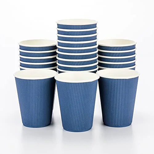 Effective Coffee Cups 500 Count 12 oz Blue Ripple Wall Insulated Coffee Cups Non Casual