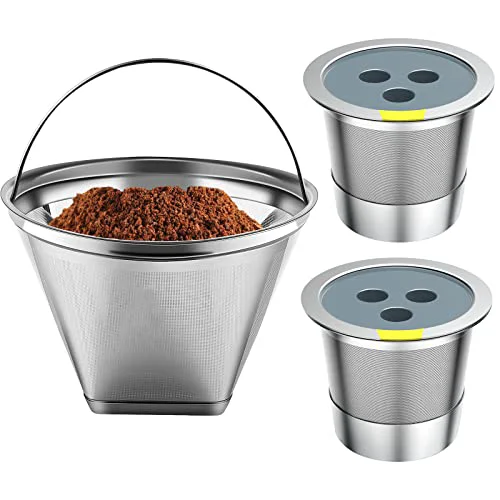 Stylish Stainless Steel Reusable Coffee Filter Compatible with Coffee Maker 3 Count Expertly Made