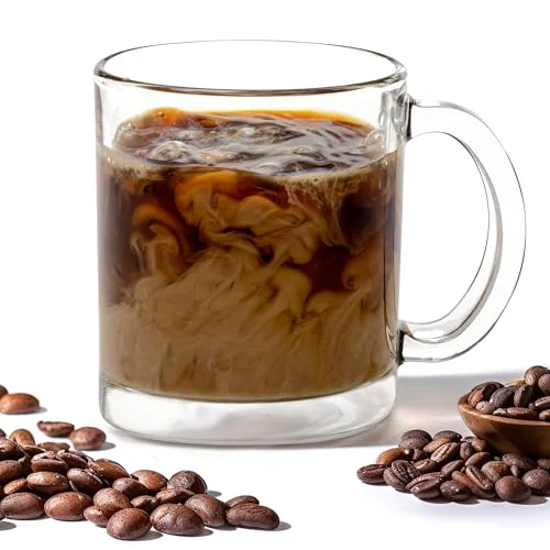 Fashionable 10.75 Ounce Clear Glass Coffee Mugs 12 Count Carefully Designed