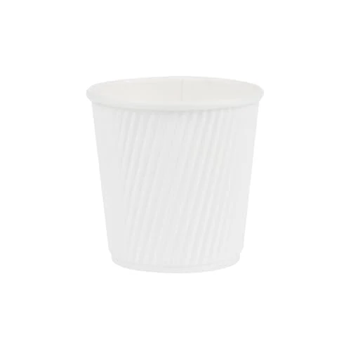 Breathable Ripple Wall Coffee Cups 500 Count 4 Ounce Insulated White Paper Cups Premium Material