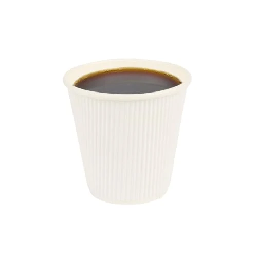 Durable Ripple Wall Coffee Cups 500 Count 8 Ounce Insulated White Paper Cups Organic