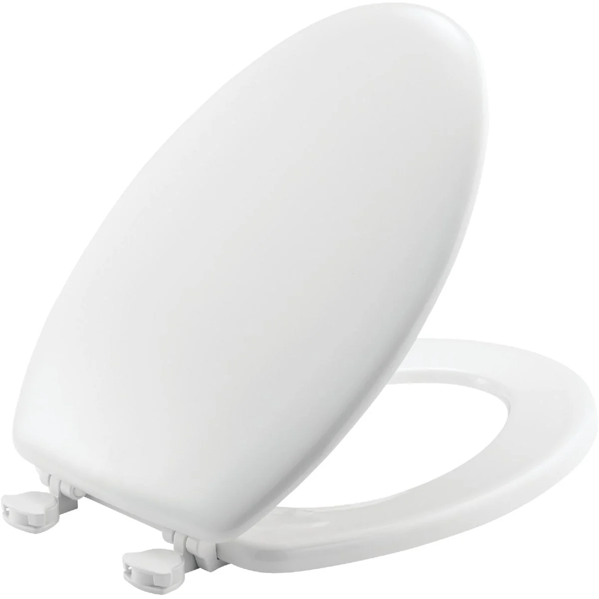 Certified Mayfair Elongated Closed Front White Wood Toilet Seat with Easy Clean Change Hinges World-Class