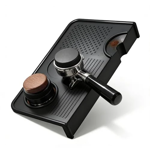 Detailed Espresso Tamping Mat with Portafilter Slot Enhanced
