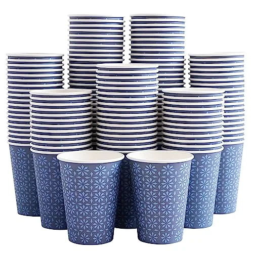 Original Design 240 Pack Paper Cups 12 oz Bulk Disposable Coffee Cups Navy Floral 240 Count Crafted