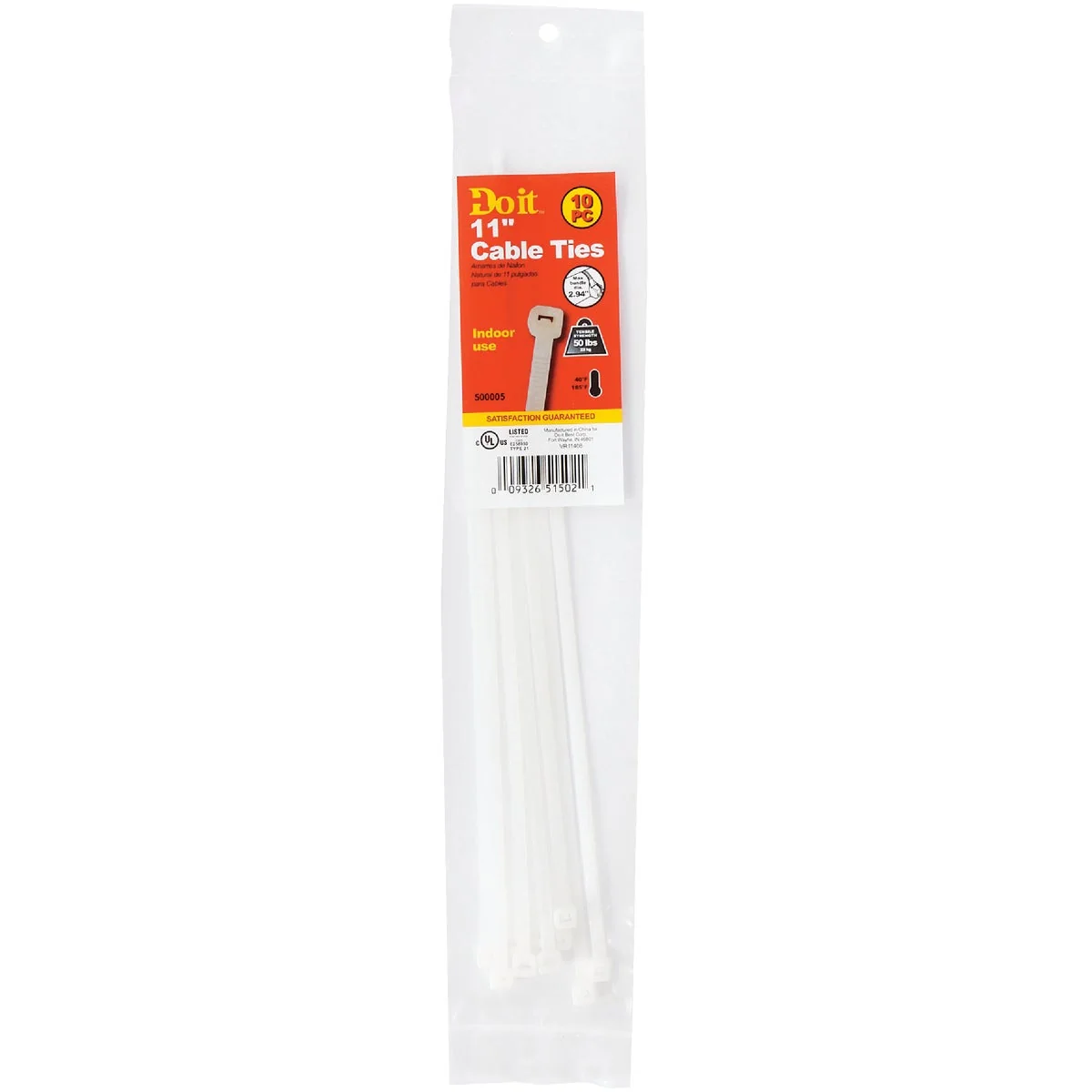 Trendy Do it 11 In. x 0.189 In. Natural Color Molded Nylon Cable Tie 10-Pack Prestigious