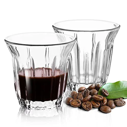 Authentic Espresso Cups Set of 2 Clear Glass Cups 3oz for Coffee 2 Count Contemporary