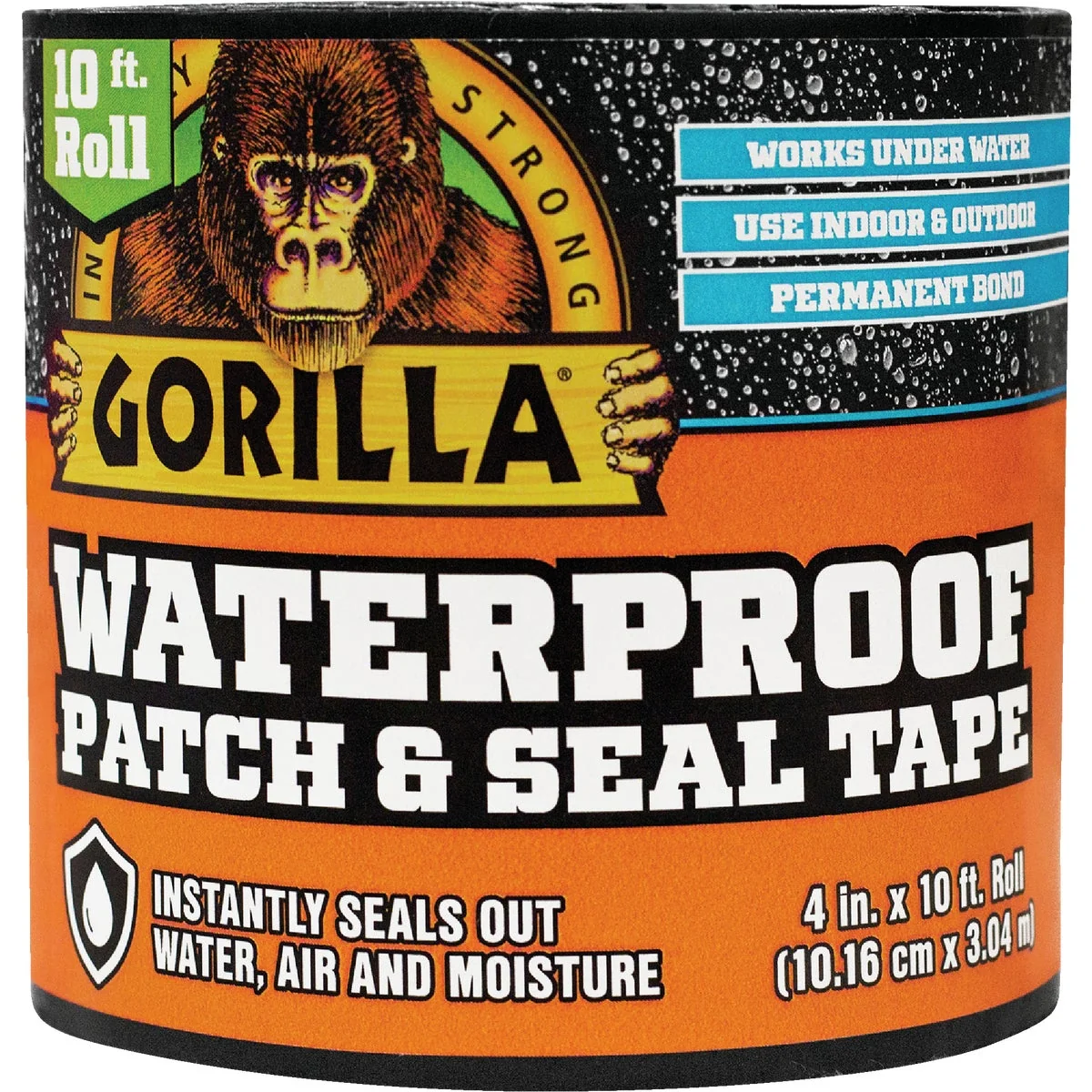Trendy Gorilla 4 In. x 10 Ft. Waterproof Patch Seal Repair Tape Black Lightweight
