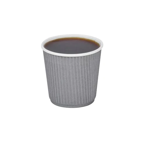 Contemporary Ripple Wall Coffee Cups 500 Count 4 Ounce Insulated Gray Paper Cups Clean