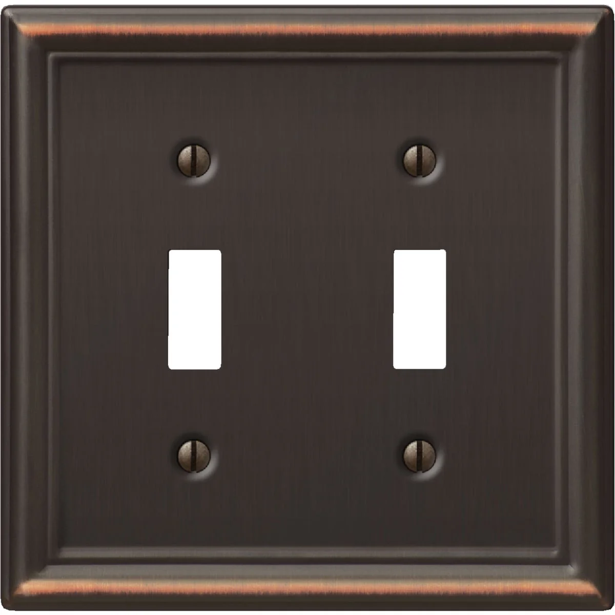 Authentic Amerelle Chelsea 2-Gang Stamped Steel Toggle Switch Wall Plate Aged Bronze Fashionable