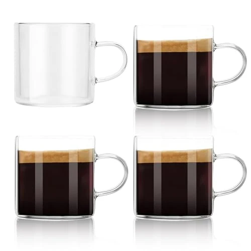 Top-Quality 4 Pack 4oz Espresso Cups Espresso Shot Glasses with Handle 4 Count User-Friendly