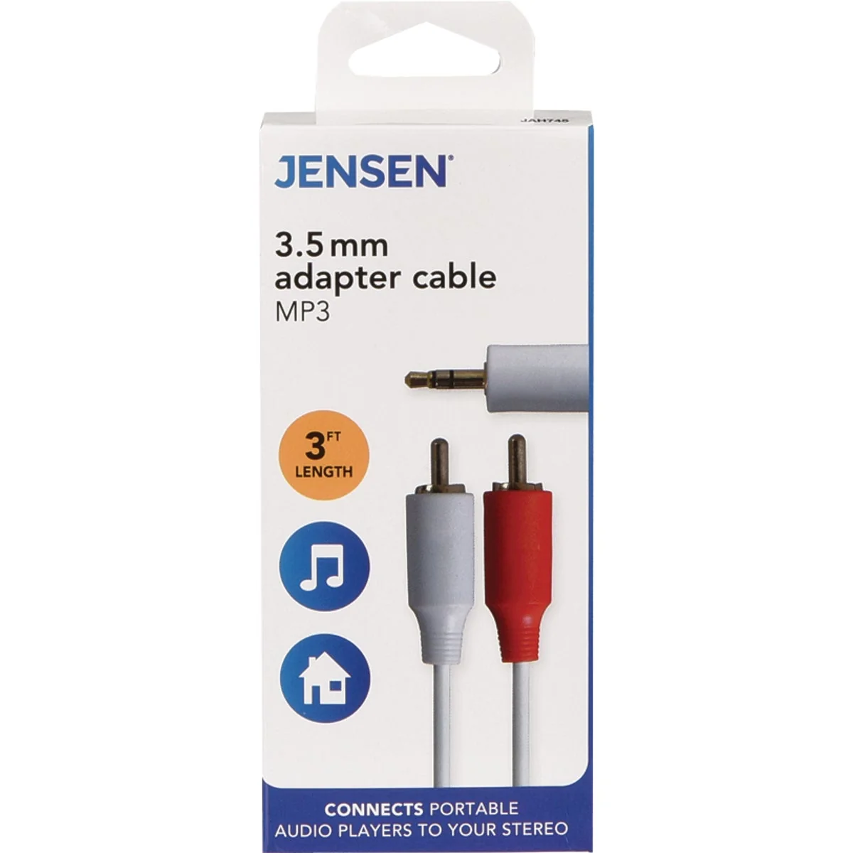 High-Grade Jensen 3 Ft. White Stereo Audio Cable Flexible