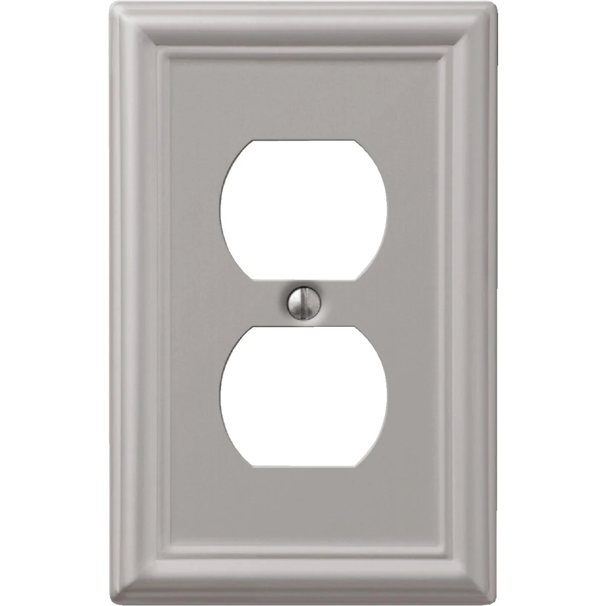 Original Design Amerelle Chelsea 1-Gang Stamped Steel Outlet Wall Plate Brushed Nickel Minimalist