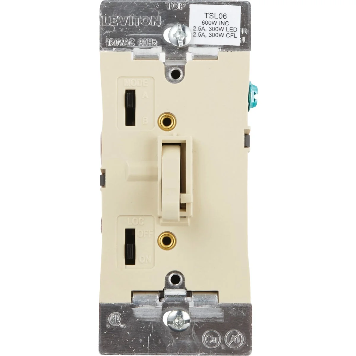 Original Leviton Incandescent Halogen LED CFL Ivory Slide Dimmer Switch Fashionable