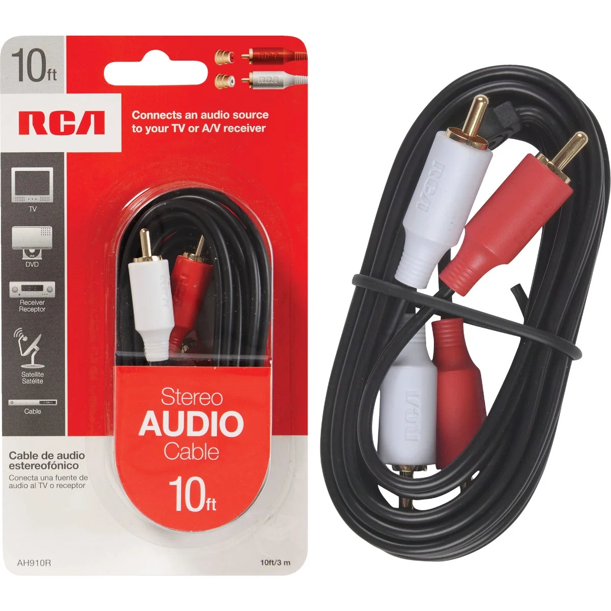 Convenient RCA 10 Ft. Black Stereo Audio Cable Advanced