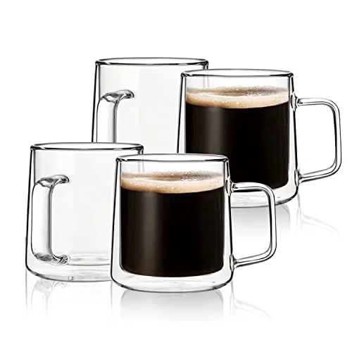 Convenient 10oz Glass Coffee Mugs 4 Count Enhanced