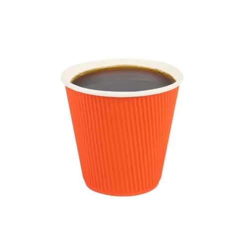 Genuine Ripple Wall Coffee Cups 25 Count 8 Ounce Insulated Tangerine Orange Paper Cups Smart