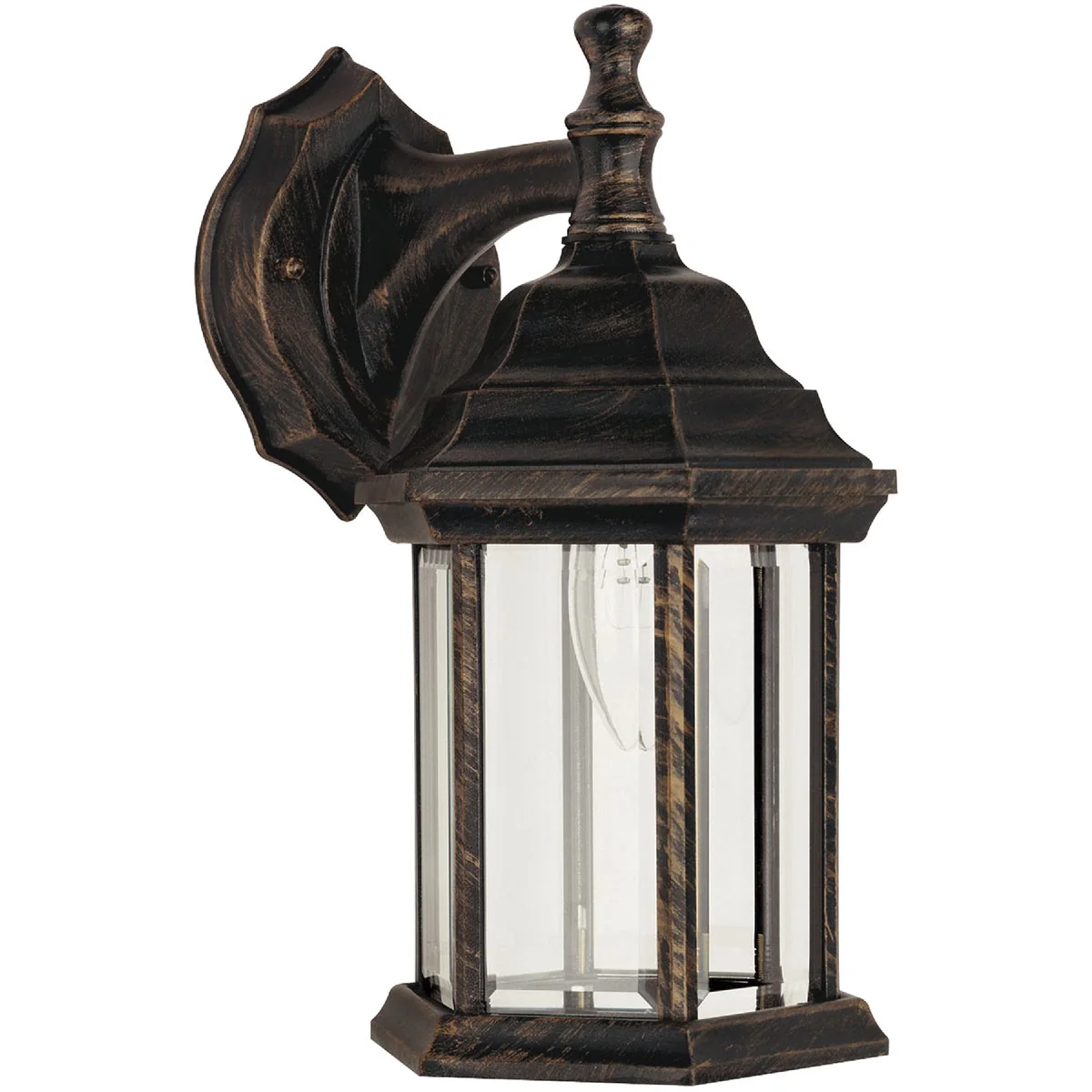 High-End Home Impressions Antique Black w Gold Highlights Incandescent Type A Outdoor Wall Light Fixture Solid
