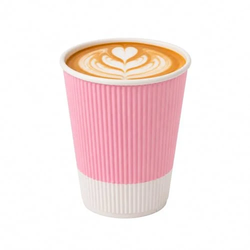 Genuine Ripple Wall Coffee Cups 500 Count 12 Ounce Insulated Light Pink Paper Cups Healthy