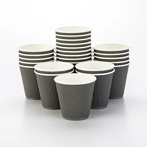 Fashionable Coffee Cups 500 Pack of 8 oz Paper Ripple Wall Espresso Cups Insulated Leakproof Disposable 500 Count Solid